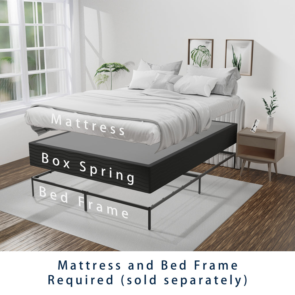 10-Inch Box Spring Bed Base, Heavy Duty Metal  Mattress Foundation with Fabric Cover, Noise-Free, Easy Assembly