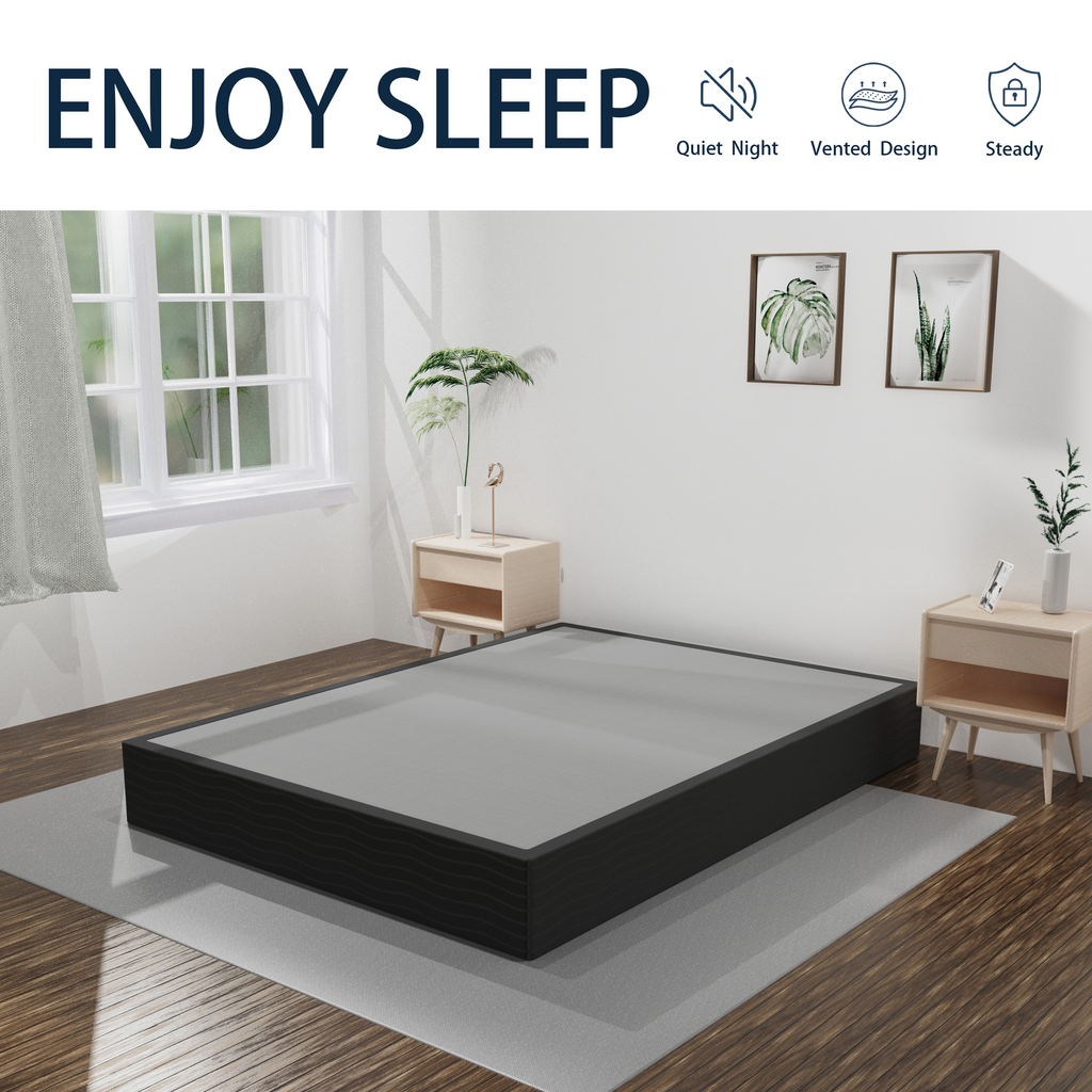 10-Inch Box Spring Bed Base, Heavy Duty Metal  Mattress Foundation with Fabric Cover, Noise-Free, Easy Assembly
