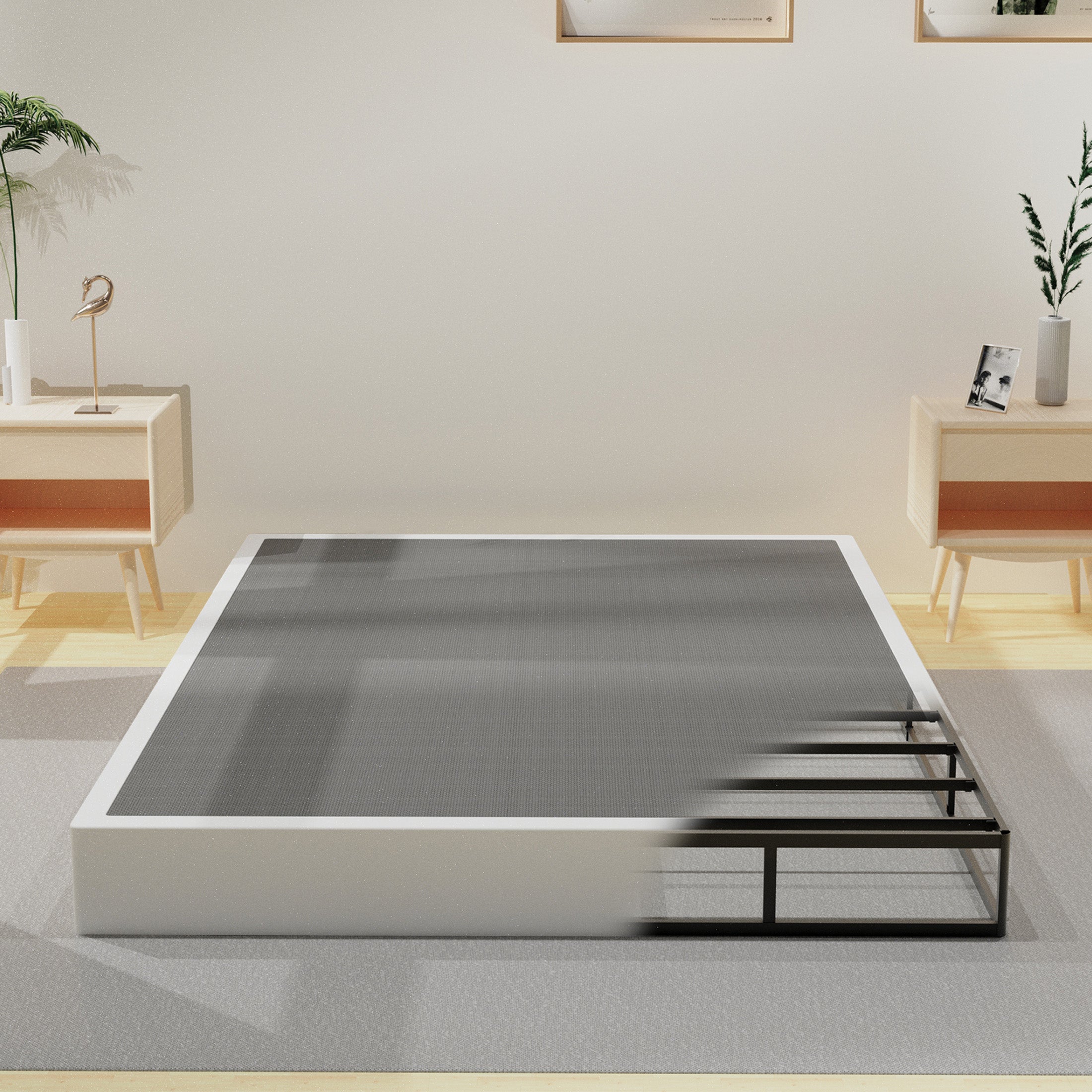 7-Inch Box Spring Bed Base, Heavy Duty Metal  Mattress Foundation with Fabric Cover, Noise-Free, Easy Assembly