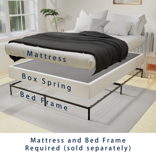 7-Inch Box Spring Bed Base, Heavy Duty Metal  Mattress Foundation with Fabric Cover, Noise-Free, Easy Assembly