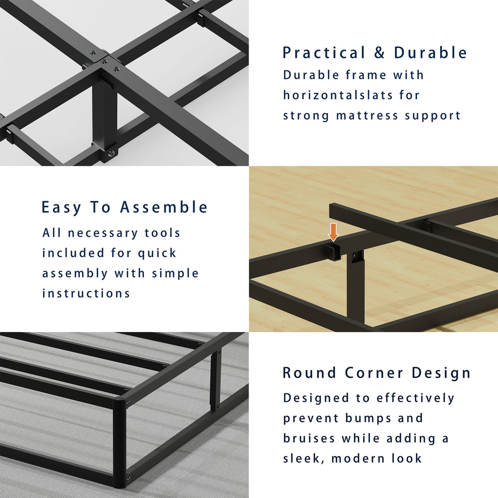 10-Inch Box Spring Bed Base, Heavy Duty Metal  Mattress Foundation with Fabric Cover, Noise-Free, Easy Assembly